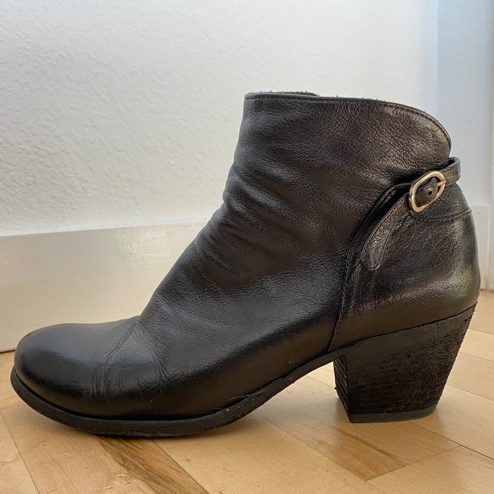 Officine Creative Italia Black Leather Bootie Giselle Ignis Nero 38 It / US